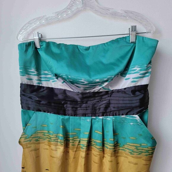 The Limited Womens Strapless Multi Color Pleated Silk Dress Above Knee Size 10 - Picture 2 of 6